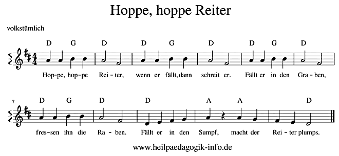 noten Hoppe hoppe Reiter