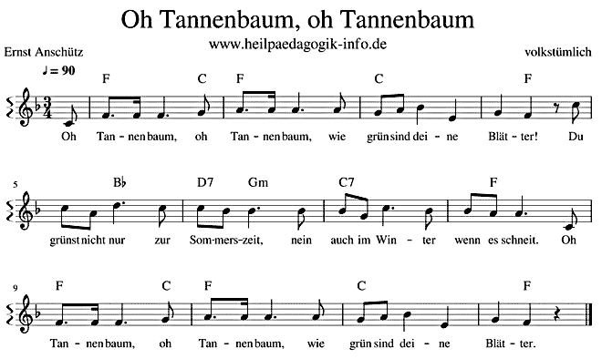 noten Oh Tannenbaum oh Tannenbaum