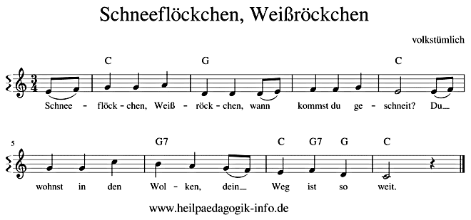 noten Schneefloeckchen Weissroeckchen