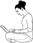 Ausmalbild Malvorlage Frau arbeitet am Laptop