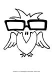 Ausmalbild Malvorlage Vogel mit Brille