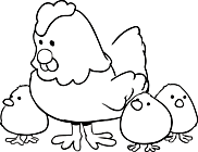 Ausmalbild Malvorlage Hühner Familie