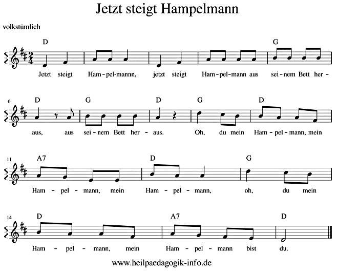 noten Jetzt steigt Hampelmann