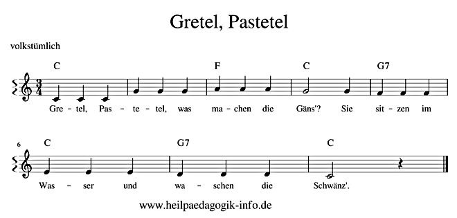 noten Gretel Pastetel