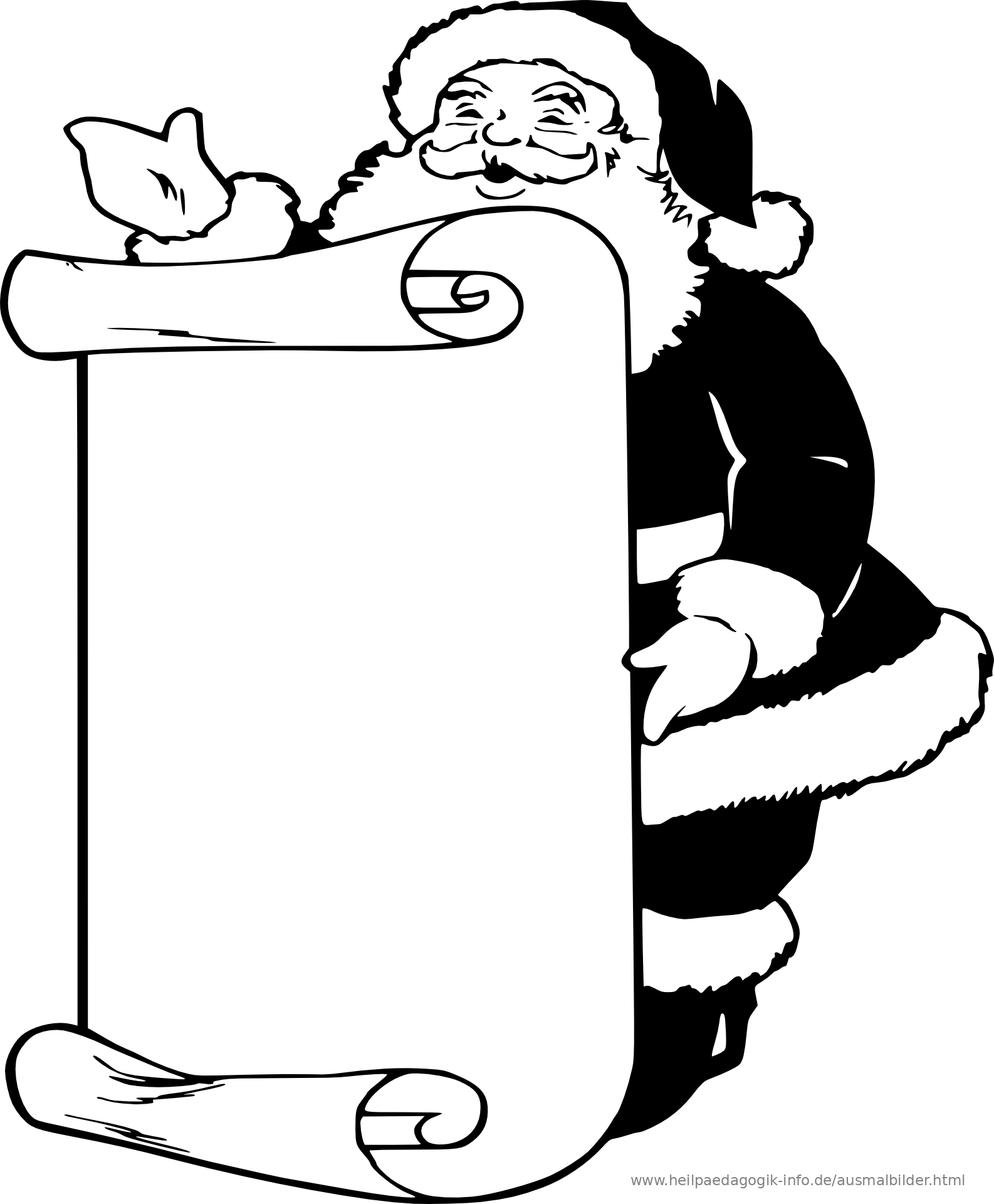 ausmalbild weihnachtsmann  cartoonbild